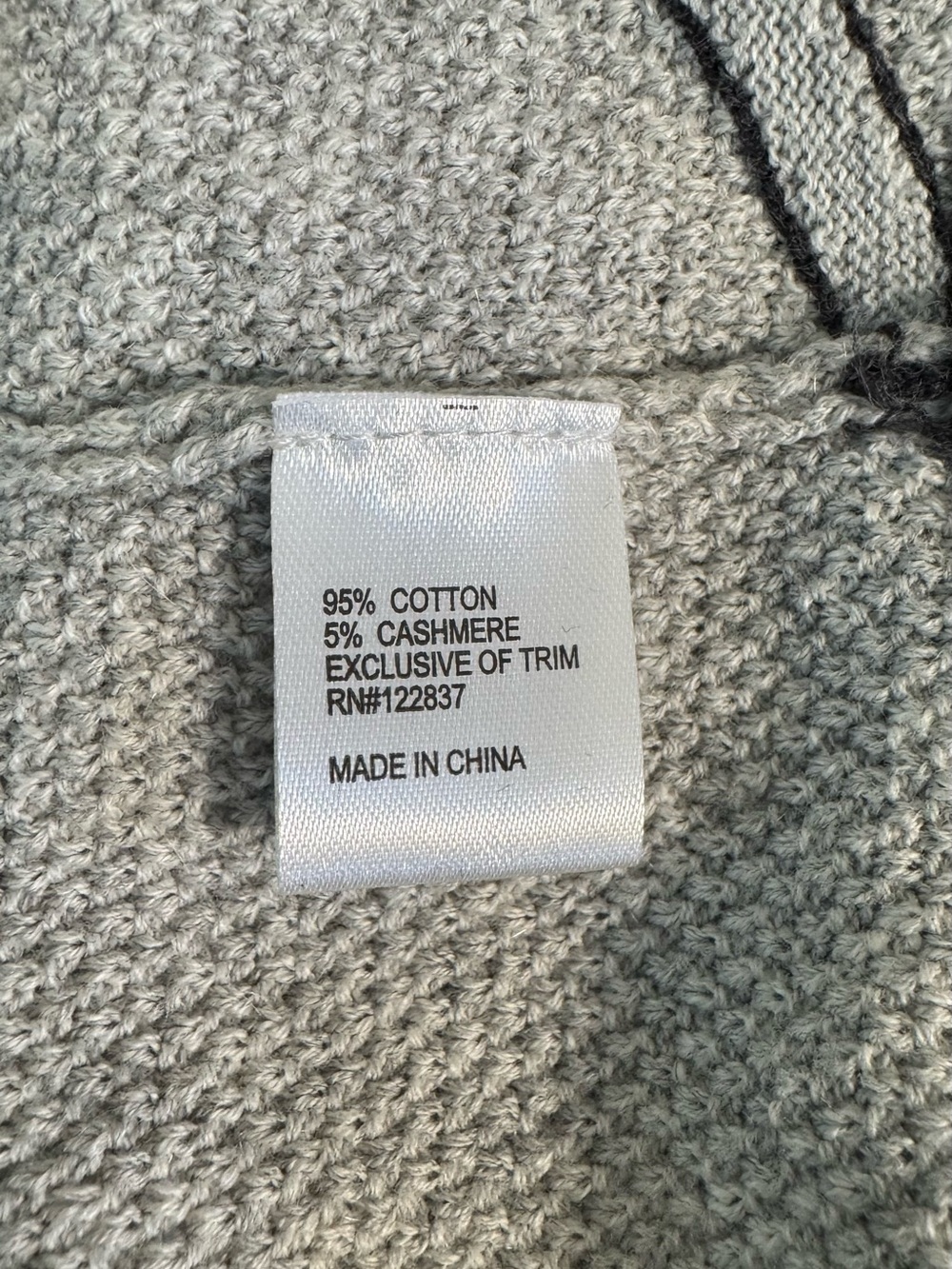 OST New York Cotton Cashmere Gray Geometric Sweater Chiffon Trim Sz L - Picture 8 of 9